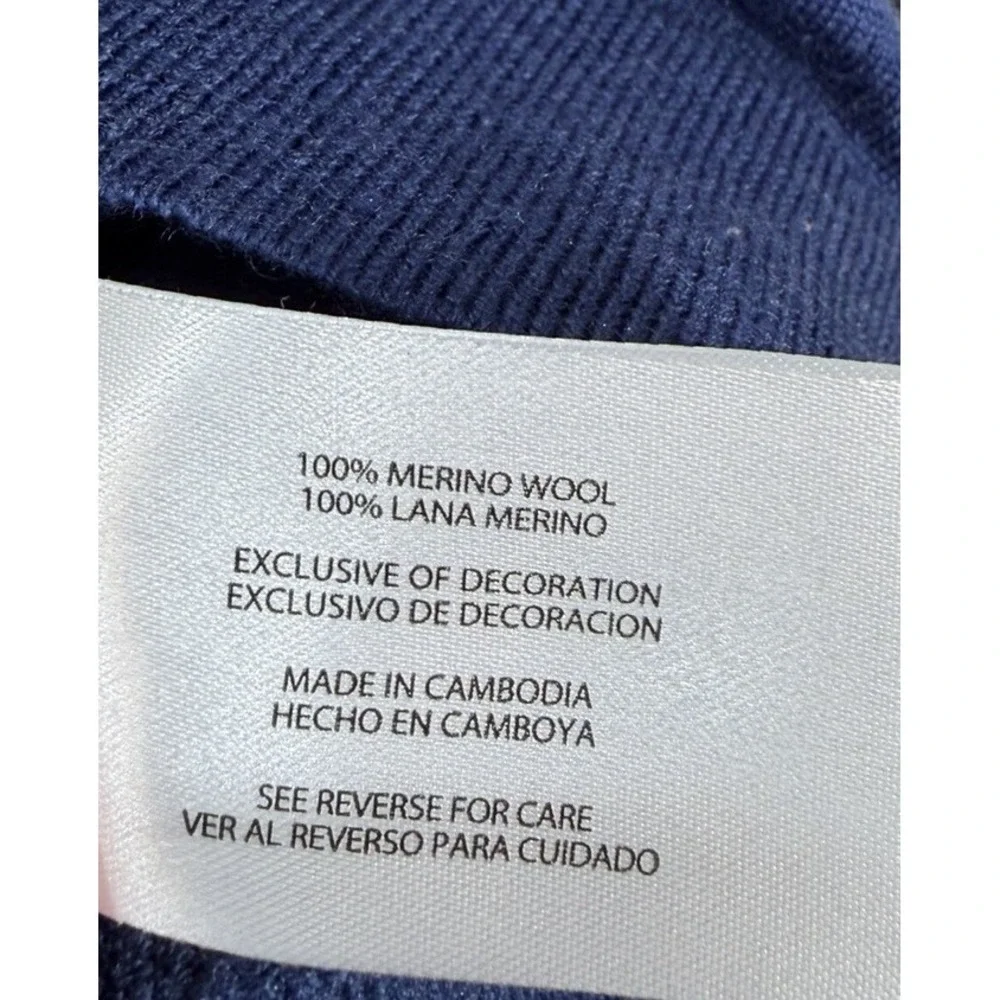 Banana Republic Sweater Mens 100% Merino Wool Blue Crew Sz Large Classic Preppy